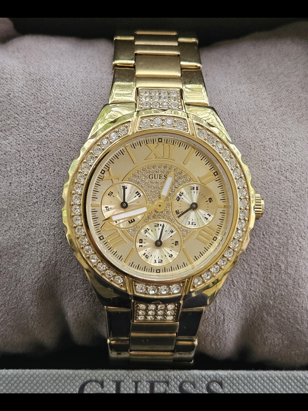 GUESS VIVA W0111L2 Gold Tone Crystal Accent Women's Quartz Watch